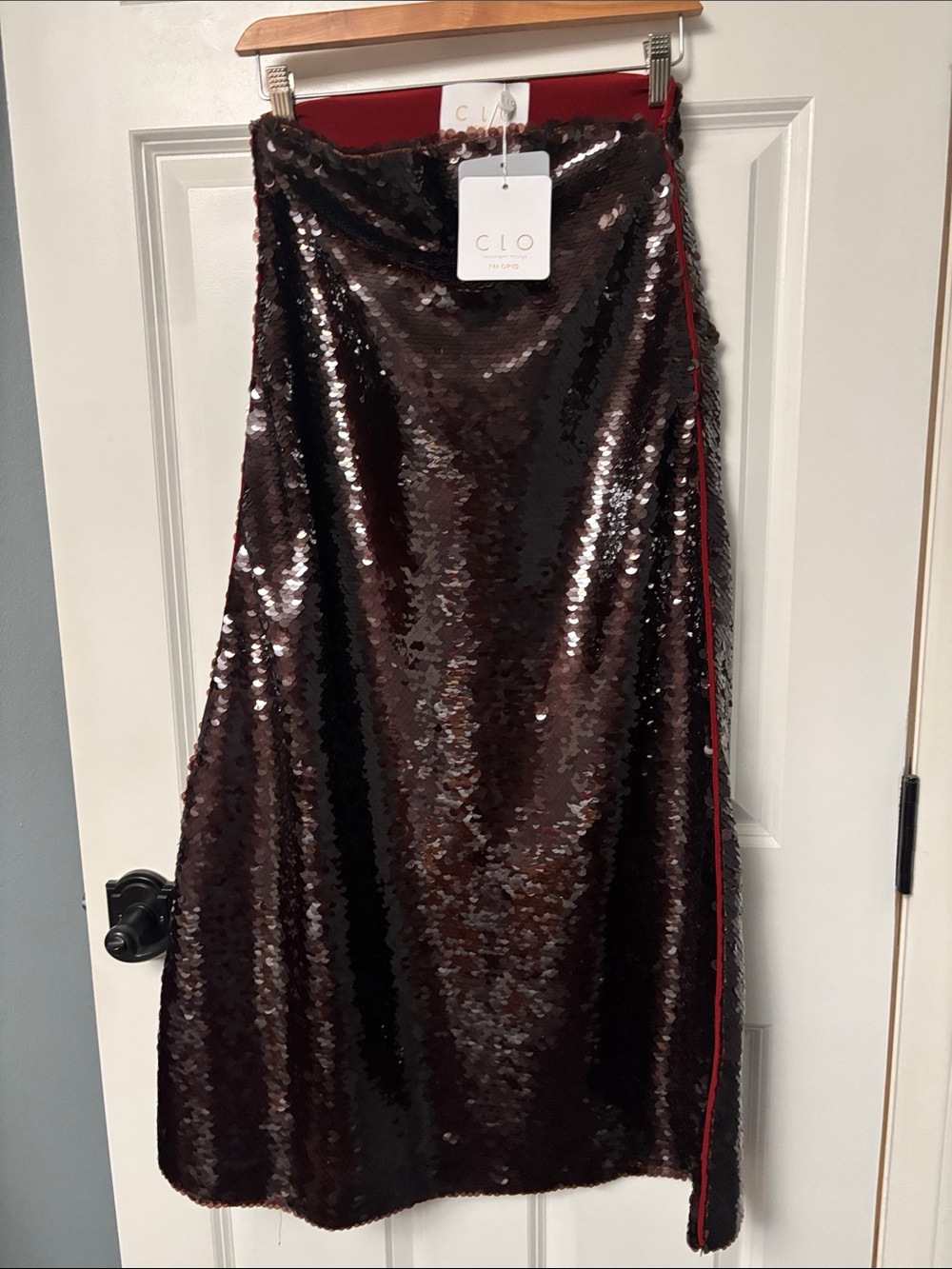 Brown Sequin Maxi Skirt